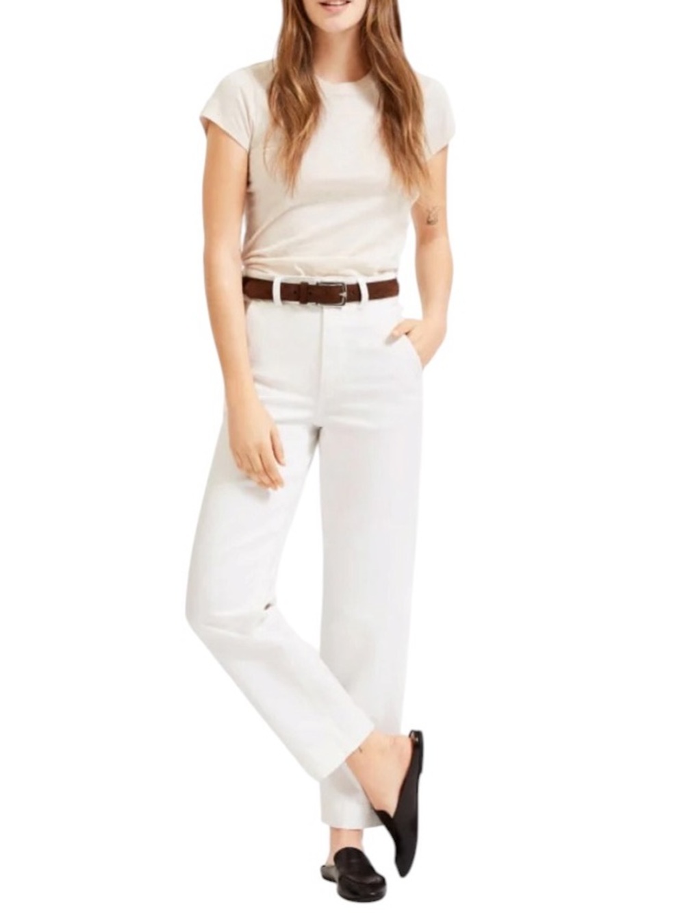 Everlane The Straight Leg Pant in off white cropped size 6 excellent condition